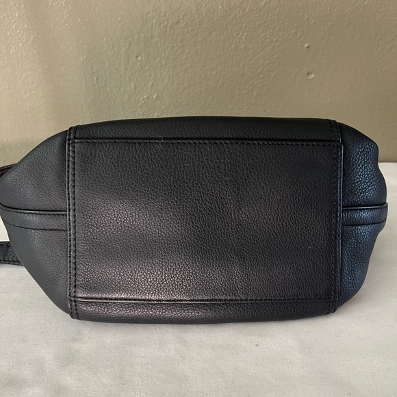 Tory Burch Half Moon Leather Satchel Black Gold Crossbody Convertible Bag - Picture 12 of 17